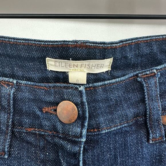 Eileen Fisher Organic Cotton Stretch Skinny Jeans in‎ Darkwash Blue Size 8 - Picture 6 of 7